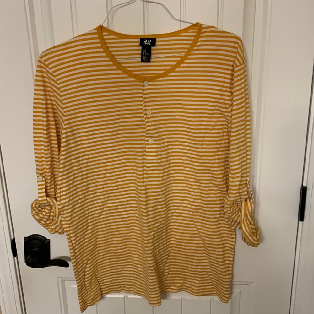 Orange and White Button Down Casual Shirt